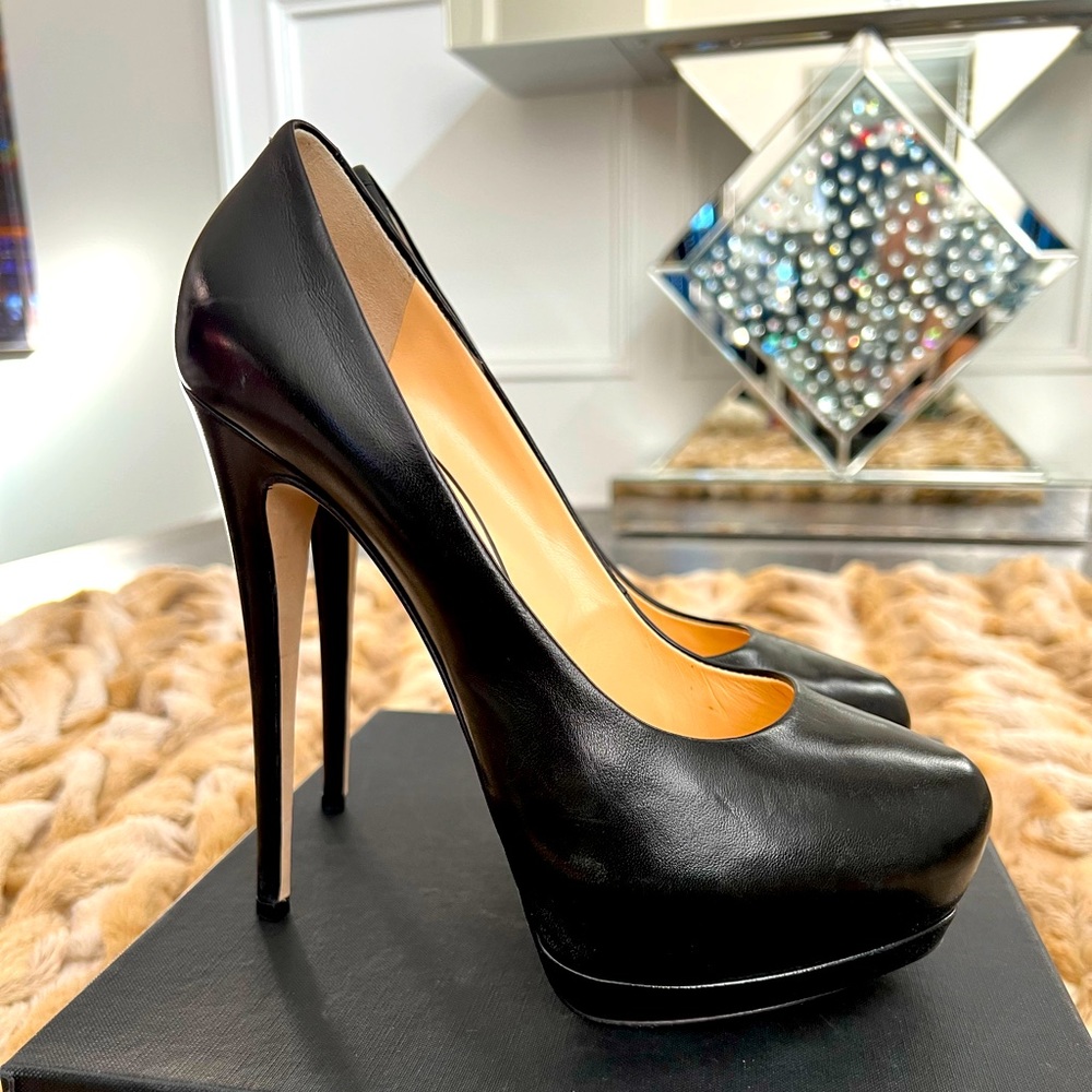 Giuseppe Zanotti Black Leather Platform Stilettos